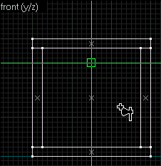 Устанавливаем объект light в центр комнаты на виде 2D front