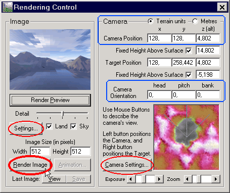 Окно Rendering Control: в нем генерируются картинки